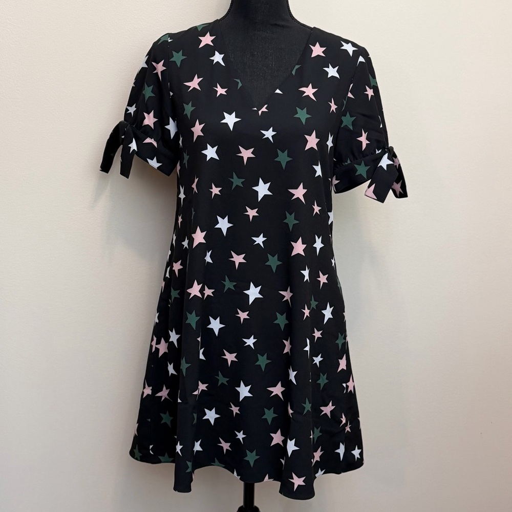 NWT CROSBY by Mollie Burch McLauren Mini Dress Women’s XS Black Rockstar V‎ Neck